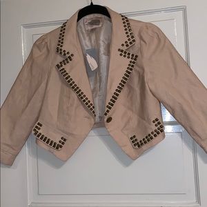 🔸 Forever 21 studded crop linen blazer NWT